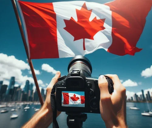 Canada Flag In A Camera