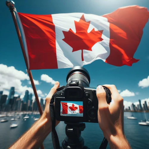 Canada Flag In A Camera