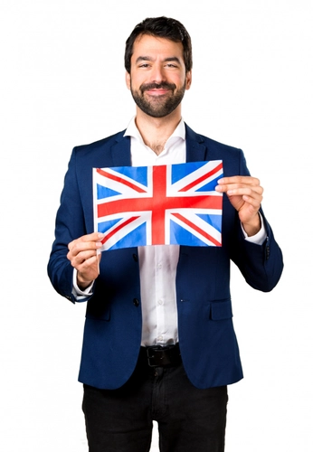 A man holding UK Flag